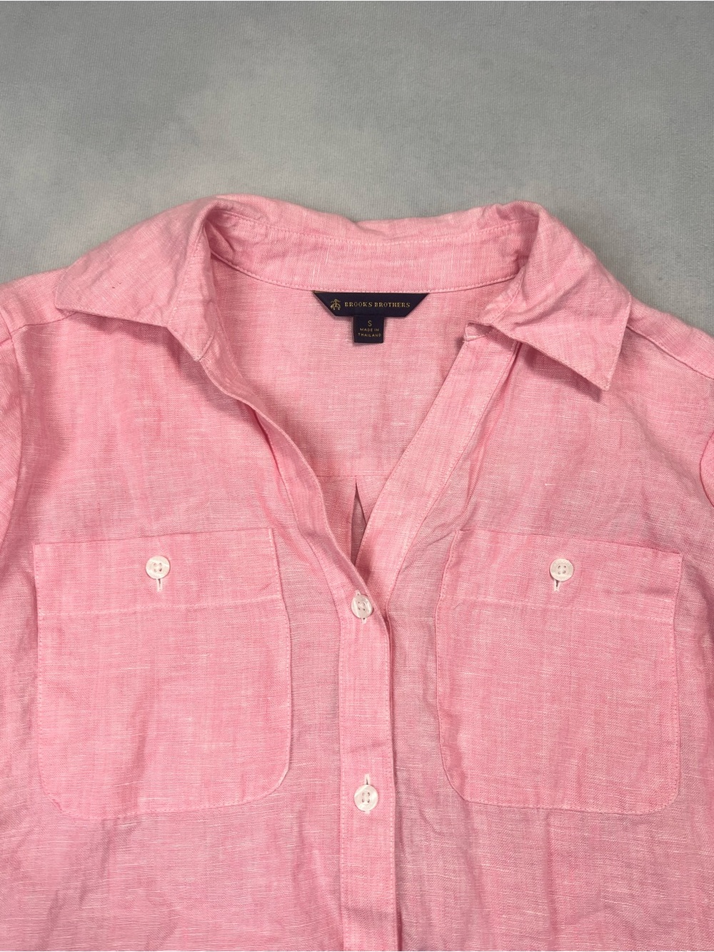 Brooks Brothers Pink Linen Button-Down Shirt